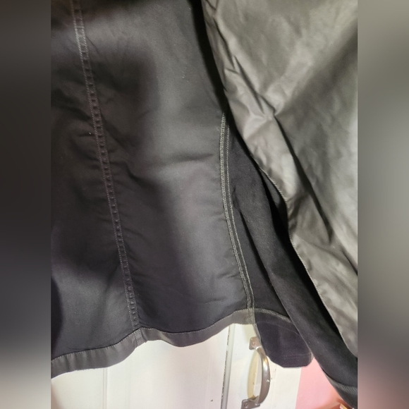 Eileen Fisher Black Waxed Cotton Moto Jacket Size Large - Picture 6 of 8